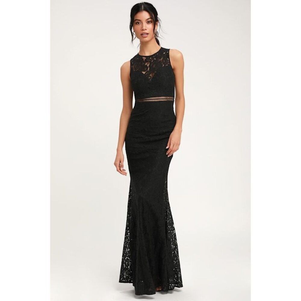 Lulus Music Of The Heart Black Lace Maxi Dress - Size S